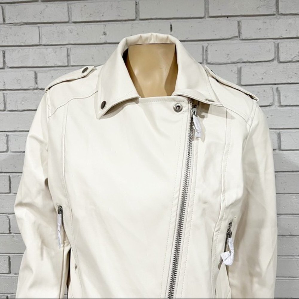 Barney’s Originals Faux Leather Just Married Ecru Jacket - Size 12 - Picture 7 of 15